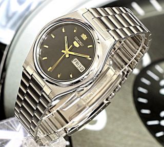 Rare Vintage Japan Made Seiko 5 Automatic Day Date 17 Jewels Men 