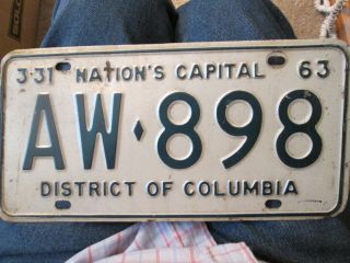 C10 1963 Washington D.  C.  License Plate - Rare