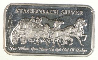 Rare Silver 31.  1 Grams Stagecoach Silver Bar.  999 Fine Silver 359