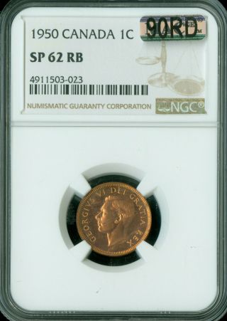 1950 Canada Cent Ngc Mac Specimen Sp - 62 Rb 90rd 90 Red 300 Minted Rare