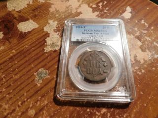 1916t German East Africa 20 Heller Pcgs Ms63bn Rare Bu Copper Coin