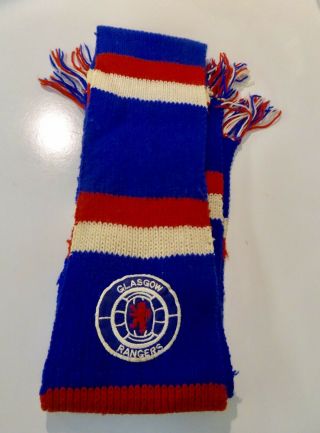 Rangers Fc / The Gers / Rfc - Rare 1970’s Home Knitted Scarf With Old Patches