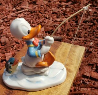 Rare Vintage Disney Goebel Donald Duck Fishing Figurine/statue/display 1977