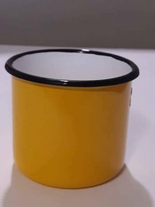 Vtg Rare Sciii Yellow Enamel Tin Coffee Cup Enamelware Made in Poland Universal 2