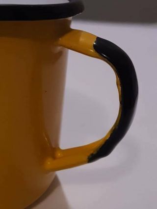 Vtg Rare Sciii Yellow Enamel Tin Coffee Cup Enamelware Made in Poland Universal 4