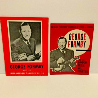 2 George Formby Concert Programs 1955 British Comedian Ukulele Canada Tour Rare