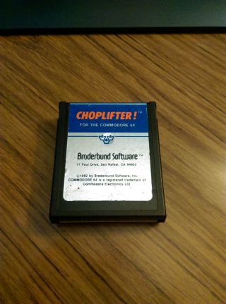 Rare Cartridge For C64 / Commodore 64 - Choplifter - Broderbund - 1982