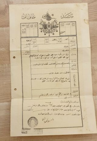 Sultan II.  Abdulhamid Tughra and Rare Ottoman Empire Emblem Document ULTRA RARE 3
