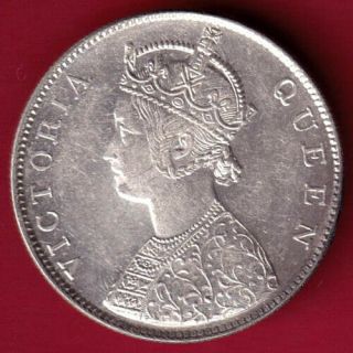 British India - 1862 - Victoria Queen - One Rupee - Rare Silver Coin Bi1