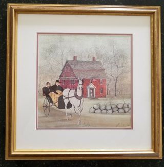 Framed Rare P.  Buckley Moss 1998 " Lovers Ride " Members Only Print Limited Number