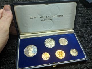 Rare 1966 Australia 6 Coin Proof Set With Display Case - 65