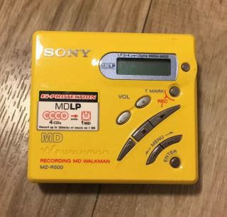 Rare Sony Md Walkman Mz - R500 Fully Yellow Functional