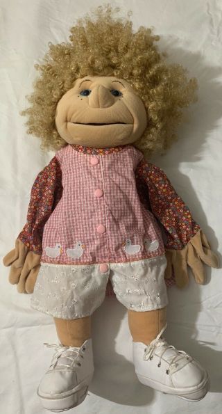 Rare Folkmanis Puppet Blonde Girl With Upc Tag Curly Hair Jumper With Underwear