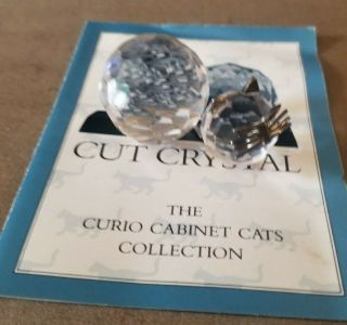 Rare Vintage Franklin Curio Cabinet Cats Figurine Cut Crystal Kitty Cat Nr