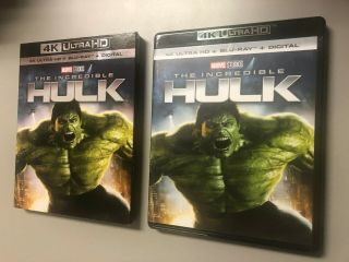 Marvel The Incredible Hulk (2008) 4k Ultra Uhd,  Blu - Ray Rare Slipcover Disney
