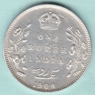 BRITISH INDIA - 1904 - KING EDWARD VII - ONE RUPEE - RARE SILVER COIN 2