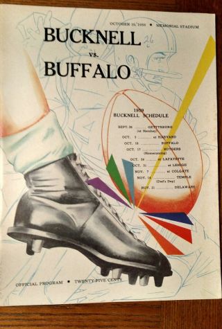 Vintage Ncaa 1959 Bucknell Vs Buffalo Memorial Stadium Football Program Rare