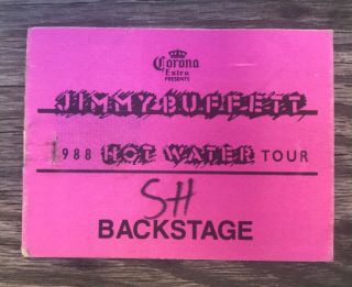 Jimmy Buffett Rare Backstage Pass Hot Water Tour 1988 Pink Satin Crew Aa