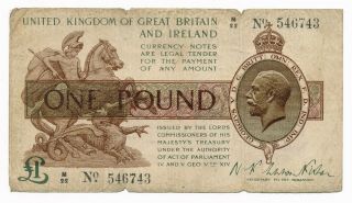 Uk Great Britain Pound George V Rare Note M/22 No 546743