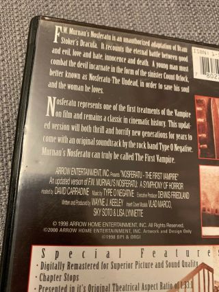 Nosferatu The First Vampire (DVD,  1922) Type O Negative F.  W.  Murnau Horror RARE 3