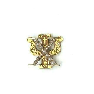 Usa Fraternity Pin Chi Psi Gold Tone Pearls Dated 1949 - 1952 Engraved Rare