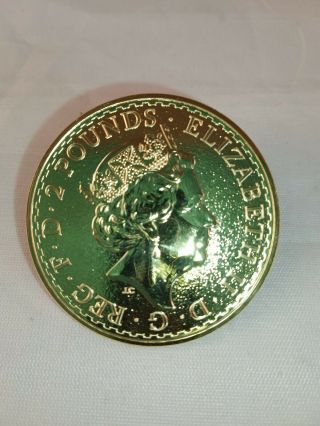 Great Britain 2016 Britannia Coin.  9999 Silver 1 Oz Gold Plated 2 Pound Rare