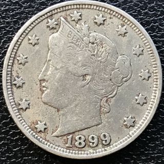 1899 Liberty Head Nickel 5c Better Grade Rare 13057
