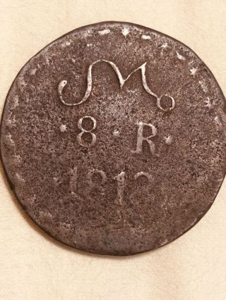 1813 Mexico (oaxaca) 8 Reales Tierra - Caliente Insurgent Coinage - Rare Vf