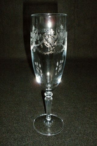 Rare 19th C BACCARAT Crystal Glass 8 x Champagne Goblet w/ Great Etched Patterns 4