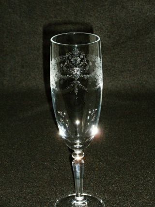 Rare 19th C BACCARAT Crystal Glass 8 x Champagne Goblet w/ Great Etched Patterns 5