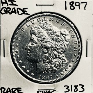 1897 Morgan Silver Dollar Hi Grade U.  S.  Rare Coin 3183