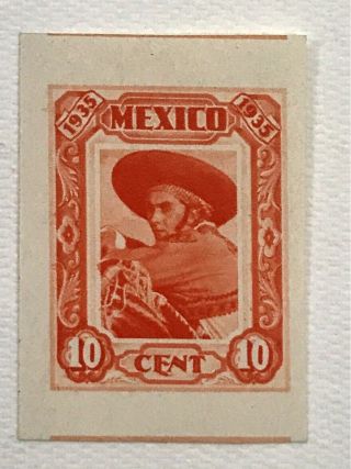 Mexico 1935,  10c Muestra Without Wmk,  Rare In This