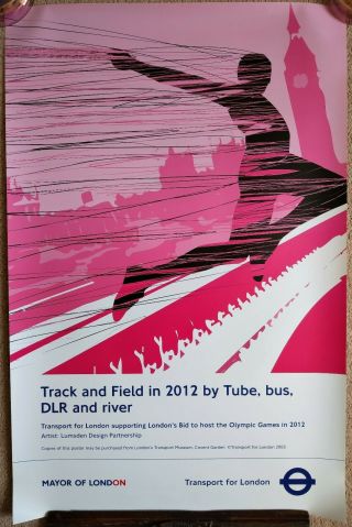 Very Rare Large London 2012 Transport Tfl Olympic Track & Field Poster