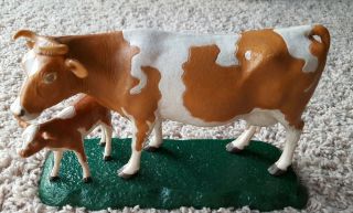 Rare Htf Vintage 1950s Bachmann Animals Of The World Cow Calf Plastic Model Kit