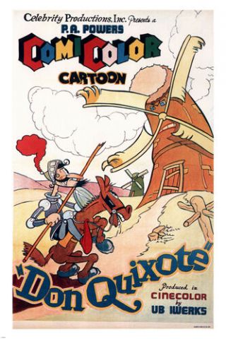 Don Quixote Movie Poster Comicolor Cartoon Ub Iwerks Funny 1934 24x36 Rare