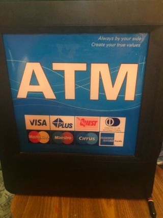 Old Atm Machine Topper Top Atm Sign Heavy Collectible Man Cave Rare To Find