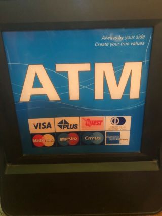 old ATM machine TOPPER Top ATM Sign heavy collectible man cave rare to find 4