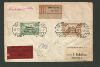 Rare 1920 Registered Cover German Overprints Allied Commission In Marienwerder