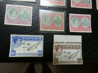 Rare British St.  Kitts 1938 Varaities All Values €250,