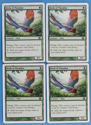 Birds Of Paradise [4x X4] 8th Edition Nm - M Green Rare Mtg Cards (34390) Abugames