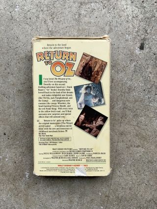 Return To OZ VHS 1985 VTG 80s RARE Walt Disney Home Video Movie Fantasy Film 2