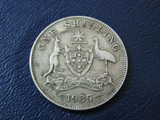 Australia 1935 Silver Shilling Coin rare very low mintage Date AEF KGV A44.  1 2