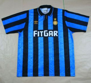 Inter Milan 1991 1992 Home Shirt Very Rare Authentic Umbro Fitgar (l)