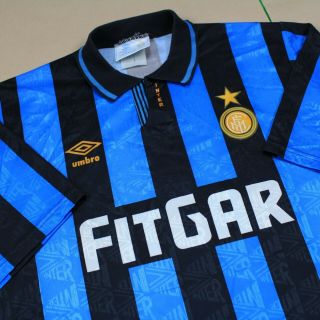 Inter Milan 1991 1992 Home Shirt VERY RARE Authentic Umbro FITGAR (L) 6