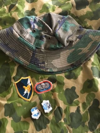 Vietnam Theater - Made Boonie Hat & Insignias 313th Security Agency Rare