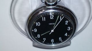 Rare Vintage Black Faced Smiths Pocket Watch With White Centre Second Hand.