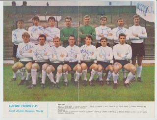 Luton Town 1967 - 1968 Rare Hand Signed Team Group 13 X Signatures