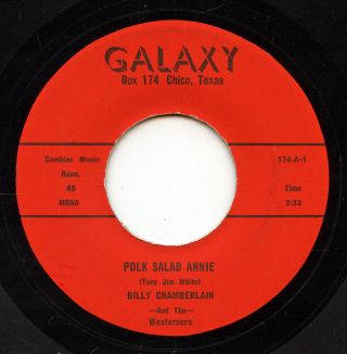 Hear - Rare Country 45 - Billy Chamberlain/westerners - Polk Salad Annie - Galaxy - M -