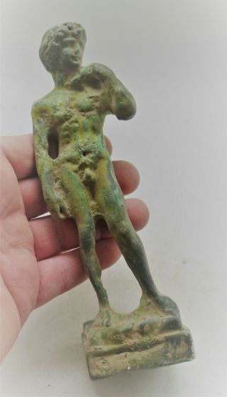 Very Rare Ancient Greek Bronze Statuette Of Apollo Circa 100bc
