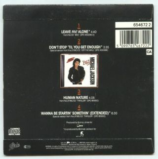 MICHAEL JACKSON Rare UK 1989 CD Single LEAVE ME ALONE 654672.  2 2